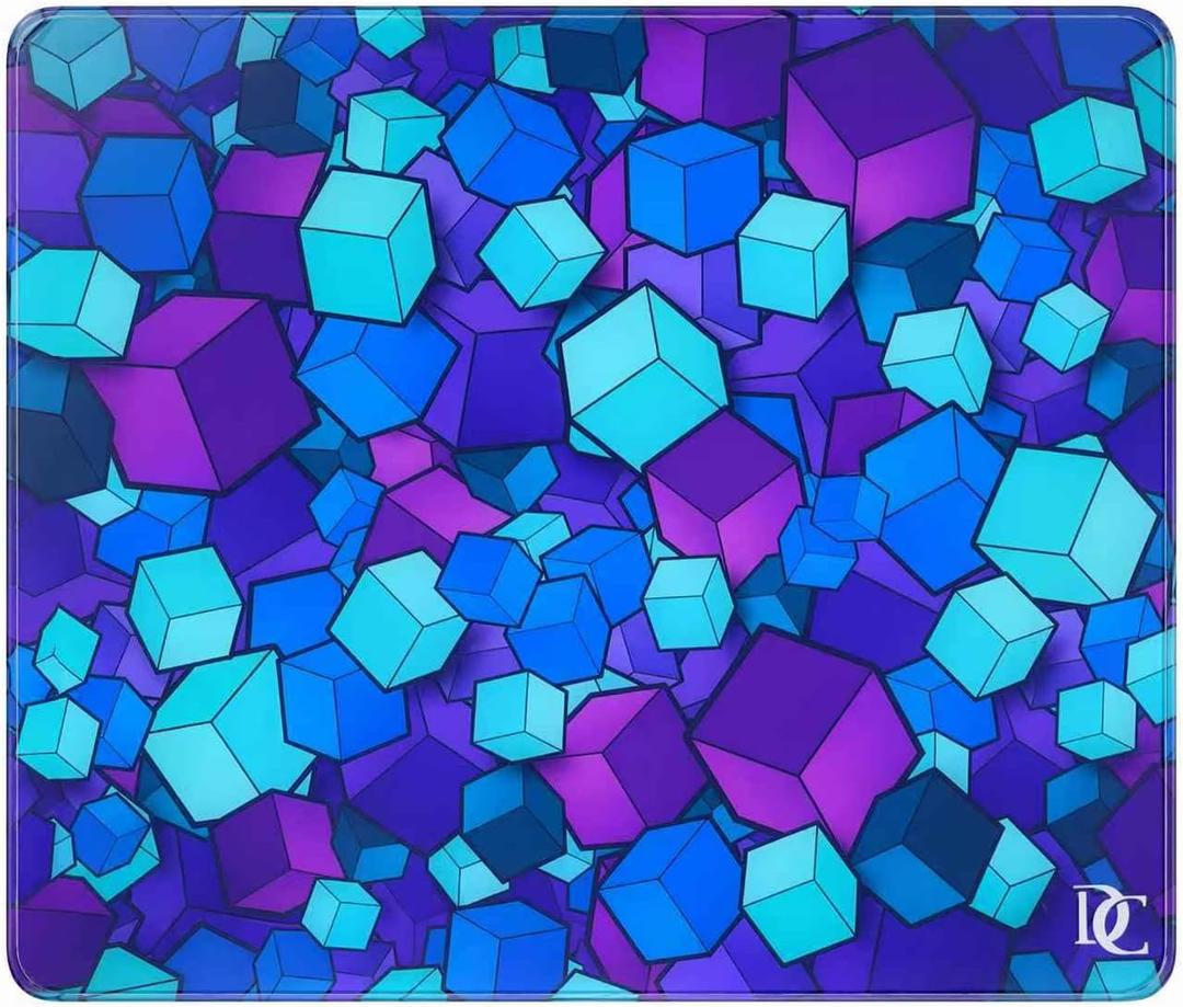 DC Glass Mouse Pad, Micro-Etched Aluminosilicate, 17.7×15.7in, Voxel Storm, 17.7L x 15.7W inches