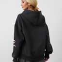 Womens Bow Graphic Hoodie Cute Bow Sweater Oversized Long Sleeve Fleece Sweatshirt Drop Shoulder Pullover Tops Black (Black, S)