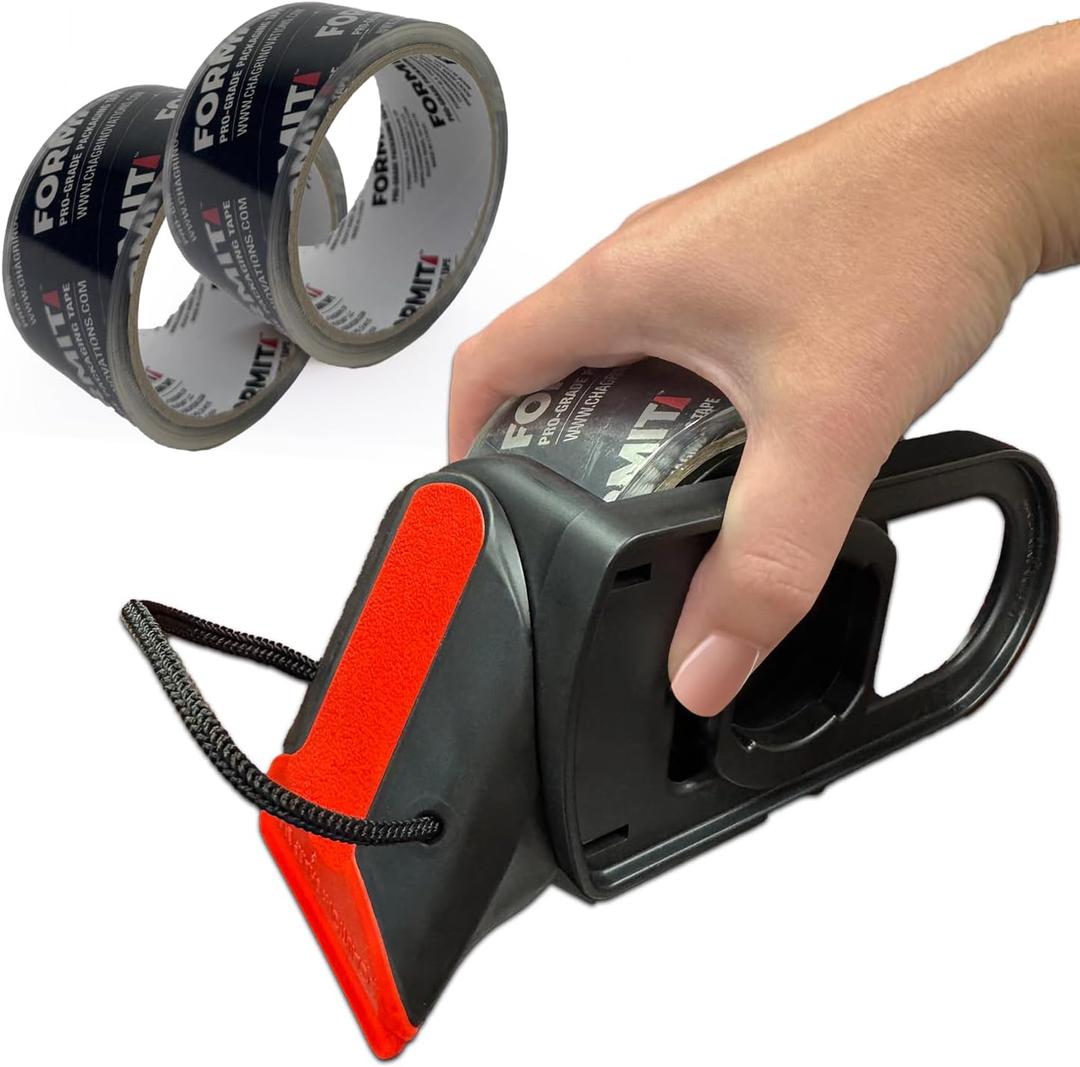 Clear Packing Tape with Dispenser (2 Rolls) - Professional Grade for Boxes - Packaging, Shipping with Refillable Dispenser, Fits Standard Bulk Up to 2" Wide