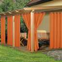 HolidayIdeas Waterproof Outdoor Curtains for Patio, 6 Panels - 54x108 Inches - Weatherproof Privacy Outsides Curtains for Backyard Porch Gazebo, Sunlight & UV Blocking (MeccaOrange, Grommet Top)