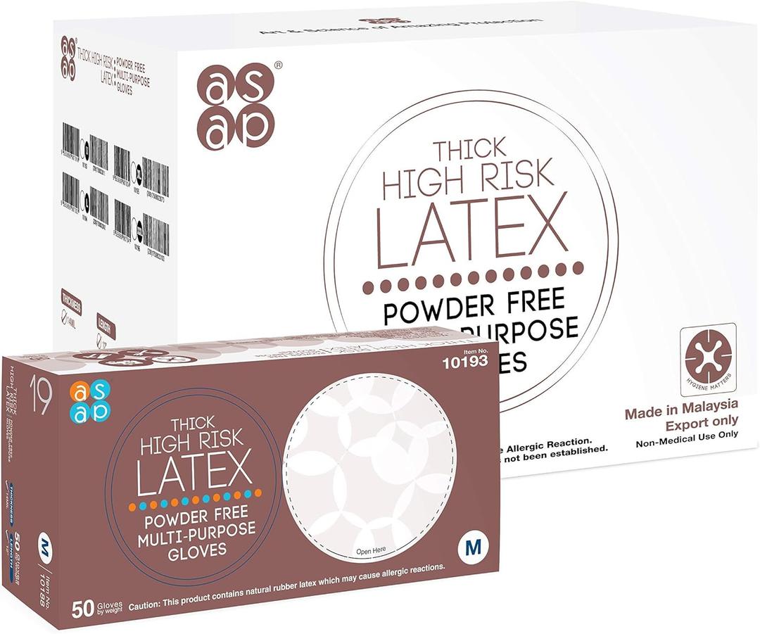 ASAP Thick High Risk Latex Powder Free Industrial Multi-Purpose Gloves, 12 inch Extended Cuff, Disposable, 14 mil, Dark Blue (XX-Large - Case of 500)