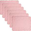 Pink 100% Cotton Quilted Placemats Set of 6, Rectangular Placemats Machine Washable-13x18 inches for Kitchen or Dining Table Fabric Rectangular Table Mats (13"x18")