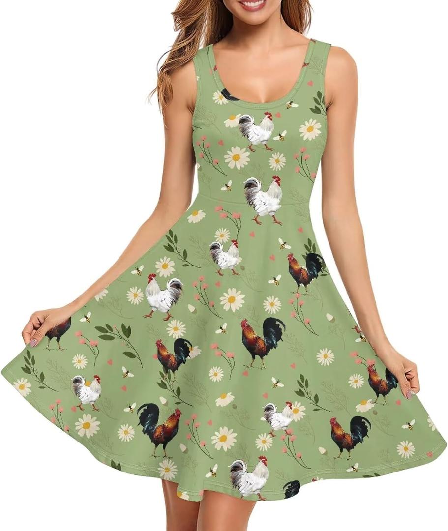 Renewold Womens Sleeveless Tank Dress with Pockets, Casual Scoop Neck A-Line Sundress for Summer, Travel and Vacation, XL