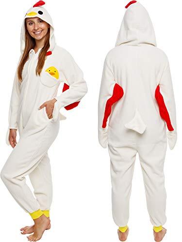 Funziez! Slim Fit Adult Onesie - Animal Halloween Costume - Plush Unisex One Piece Cosplay Suit for Women and Men, Yellow Large