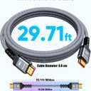 Highwings 8K HDMI Cable Long 2.1 30FT/9M, 48Gbps High Speed HDMI 4K120 144Hz Dynamic HDR 10 eARC HDCP 2.2&2.3 Compatible for PS5, Blu-ray Player and Monitor