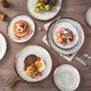 Henten Home Ceramic Dessert Plates, 8.5 Inch Salad Plate Set of 4, Porcelain Snack Serving Dishes for Cake, Kitchen, Microwave & Dishwasher Safe, Reactive Glaze (White)