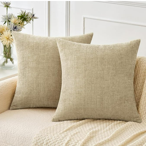 MIULEE Pack of 2 Light Taupe Throw Pillow Covers 20x20 Inch Soft Chenille Pillow Covers for Sofa Living Room Couch Solid Dyed Cases