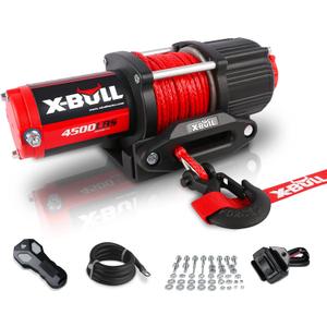 X-BULL 4500 lbs Winch 12V Electric Winch Kits with Fairlead, ATV/UTV Winch with Waterproof Synthetic Rope Winch with Wireless Remotes and Mounting Bracket
