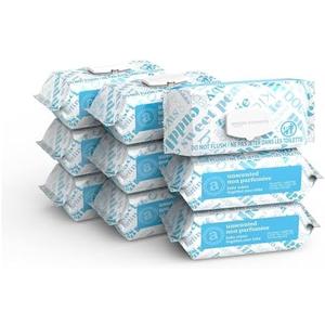 Amazon Elements Baby Wipes, Unscented, 720 Count, Flip-Top Packs