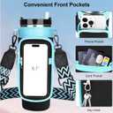 Water Bottle Carrier Bag with Strap for Stanley 40/30 oz Tumbler with Handle, Water Bottle Holder Pouch with Phone Pocket for Stanley Cup Accessories, fit Walking Hiking Travel (Pink&Black)