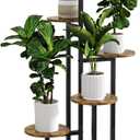 Plant Stand Indoor 6 Tier 9 Potted Multiple Flower Pot Holder for Patio Garden Balcony Living Room Corner (6 Tier Black+Rustic Brown)