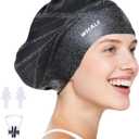 WHALE Extra Large Swim Cap Designed for Men and Women with Thick, Long Hair, Hair Extensions Or Afro-Textured Hair Long-Hair Swim Cap Highly Waterproof to Keep Hair Dry (Black)