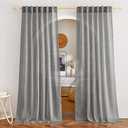 NICETOWN Semi Sheer Charcoal Gray Linen Curtains, Rod Pocket & Back Tab Rustic Linen Burlap Curtains Privacy with Light Through Vertical Drapes for Bedroom/Living Room, W52 x L84, 2 Panels