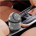 Bling Car Trash Can with Lid, Rhinestone Leakproof Waterproof Auto Cup Holder Garbage Bin, Portable Multipurpose Vehicle Dustbin and Organizer for Home Office Kitchen Bedroom (White)