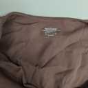 SAUNGKUAI Women's Plunge Deep V Neck Long Sleeve Bodysuit Double Lined Thong Body Suit Shirt Tops (Large, Coffee)