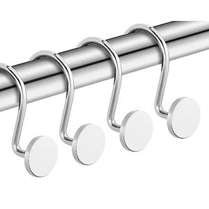 CHICTIE Chrome Shower Curtain Hooks, Rustproof Shower Curtain Rings for Bathroom, Metal Shower Hooks for Shower Curtain Rod, Modern Decorative Shower Curtain Hangers Set of 12, Round Heavy Duty Design