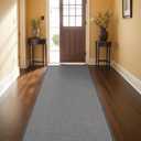 Color&Geometry Door Mat 2'4"x12' Runner Rug with Rubber Backing, Non Slip Washable Hallway Kitchen, Carpet Runners for Hallway Living Room Bedroom, Grey (Rolled-up NO Creases)