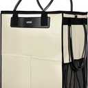 Large Reusable Grocery Bag on Wheels, Foldable Rolling Tote Bag with Detachable Roller (Beige)
