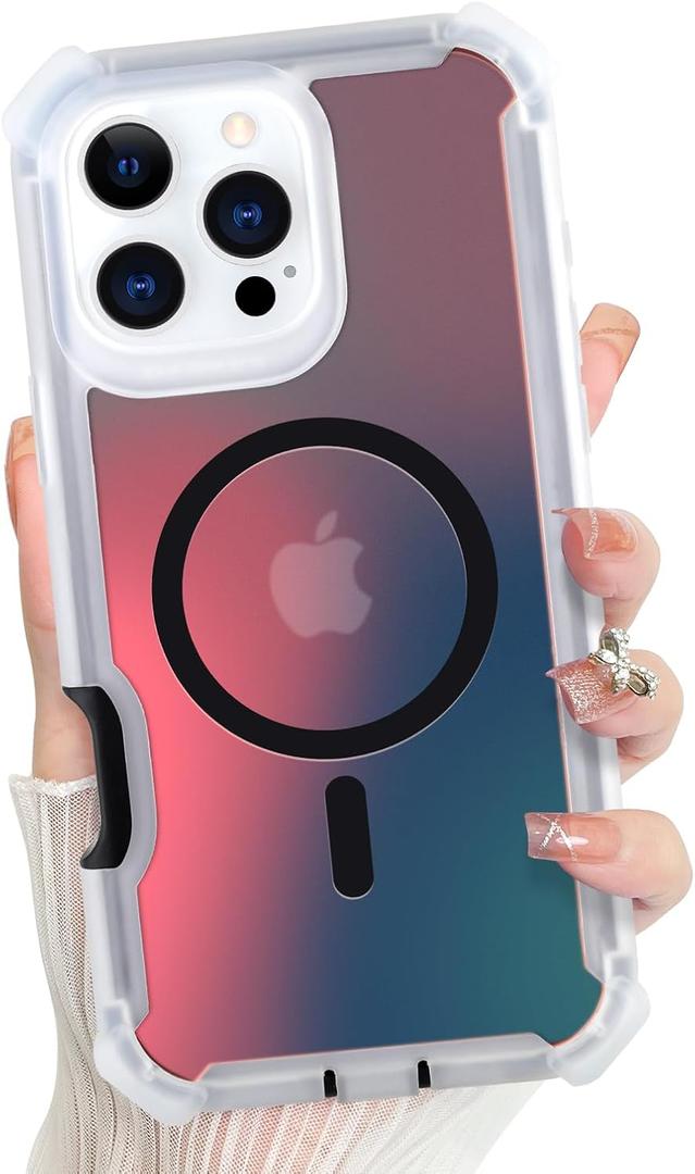 Bonoma for iPhone 16 Pro Max Case, Iridescent Back, Magnetic Support for MagSafe Shockproof Cover, Crystal and Corner High-Duty Protection for Girls Women -Black