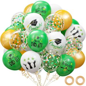 2026 Graduation Party Decorations, 68pcs Graduation Balloons Green and Gold Grad Decor for College High School Class of 2026 Congrats Grad Party Decor