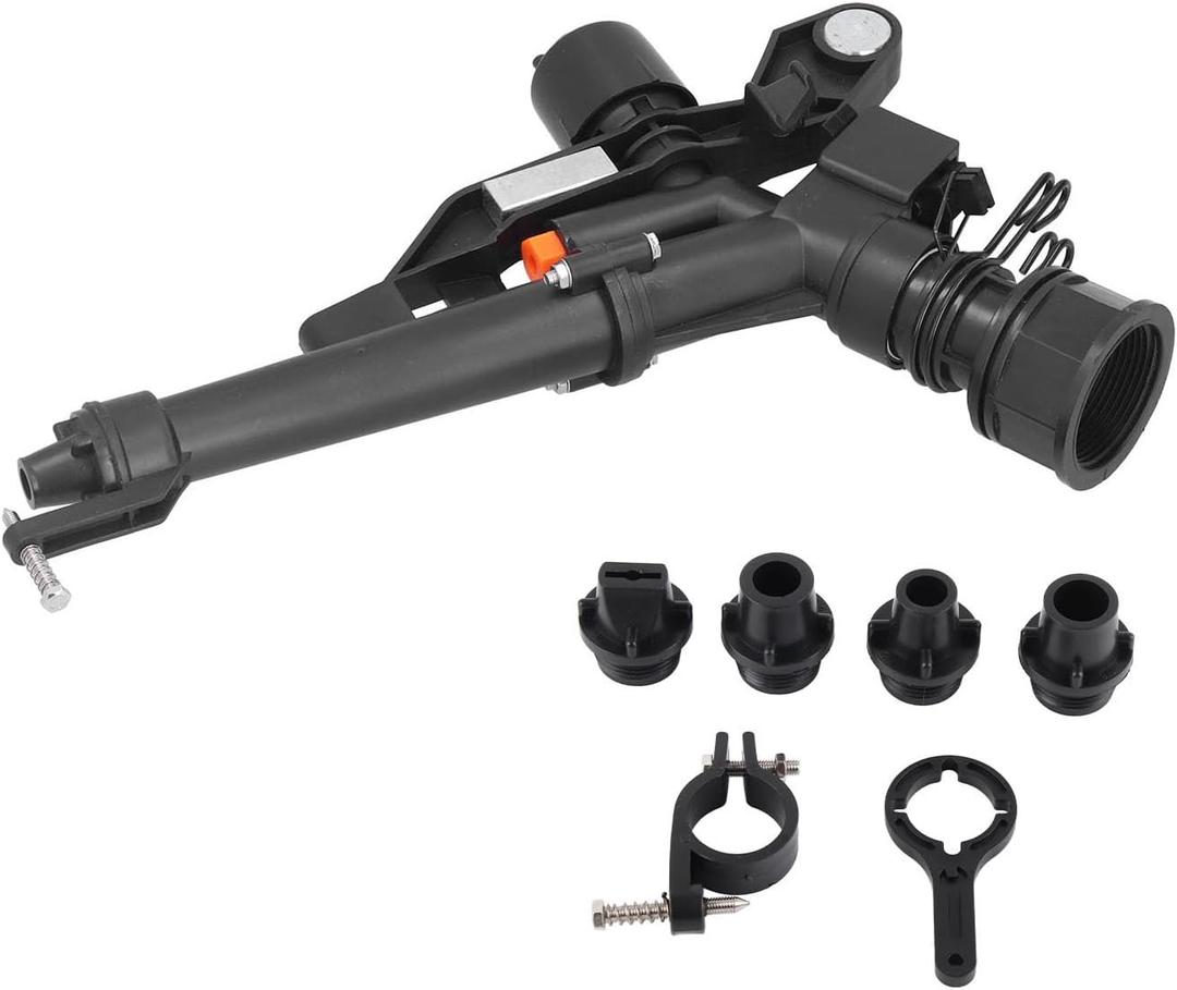 Irrigation Sprinkler, ABS Circle Impact Sprinkler with Nozzles, Adjustable Rocker Arm Large Flow Watering Sprinklers for Garden Lawn Yard and Grass Irrigation