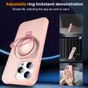 2 x Hocase for iPhone 14 Pro Case 6.1", with Magnetic Ring Stand [Compatible with MagSafe] [Military Grade Protection] Slim Shockproof Translucent Protective Phone Case - Pink