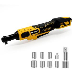 3/8" Cordless Ratchet Wrench for DEWALT 20V MAX Battery, 45 Ft-lbs(60 N.m) Power Electric Ratchet Tool Kit, Variable Speed Control, 7 Sockets, 1/4"Adapter & 3" Extension Bar (Tool Only)