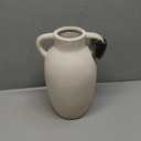 Ceramic Flower Vase Home Decor  9.8 Inch Pottery Rustic Farmhouse Decorative Vase with Handles for Table Centerpiece, Shelf & Mantel, Beige