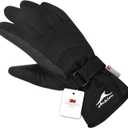 Achiou Ski Snow Gloves Winter Warm 3M Thinsulate Waterproof Touchscreen Men Women (Medium, Black)