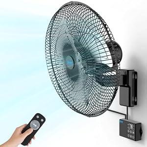 Ehiair 18" Wall Mounted Fan with Thermostat & Remote, Oscillating Fan