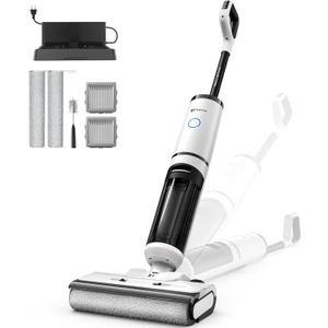 Redroad Wet Dry Vacuum Cleaner,22000pa Cordless Vacuum Mop with Self-Cleaning&Hot Drying,180 Lie-Flat Self-Propelled Floor Cleaner Machine,60Mins Long Runtime,LED Digital Display,Voice Prompts (White)