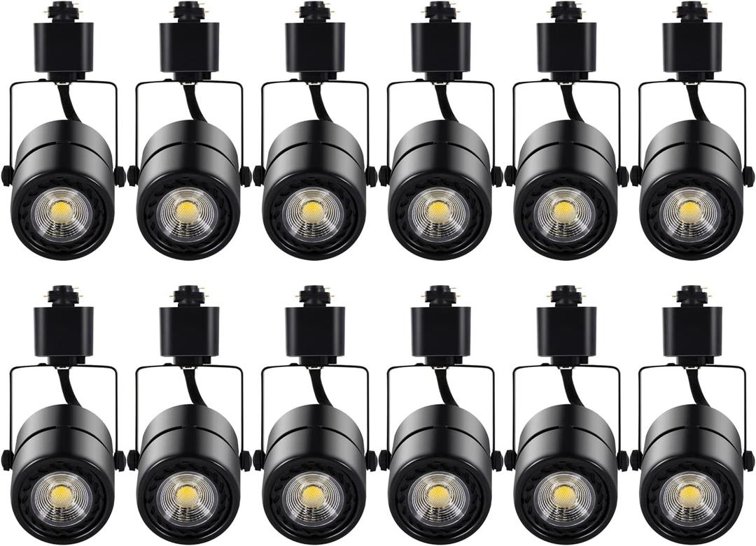 10W H Track Lighting Heads,3000K Warm White Dimmable Bright LED Track Lighting Fixtures for Accent Retail Kitchen Artwork,120V Linear Track Light H Type-CRI90+ 24 - 12 Pack (Black)