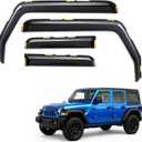 in-Channel Rain Guards Compatible with Jeep Wrangler JL 2018 2019 2020 2021 2022 2023 2024 Full Size Shatterproof Heavy-Duty Side Window Deflectors, Window Visor -Black, 4 PCS