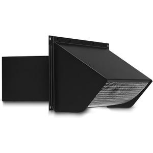 Microwave Vent Range Hood Wall Cap, 3-1/4" x 10" Rectangular Exhaust Vent Cover with Damper & Screen, Replacement for Broan & Most Over-the-Range Microwaves, Kitchen & Bathroom Ventilation, Black