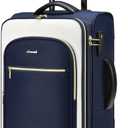 LOVEVOOK Carry On Luggage 22x14x9 Airline Approved, 20 Inch Softside Suitcases with Wheels, Lightweight Spinner Carry on Suitcase with TSA Lock, Water-Resistant Large Capacity Luggage for Travel (Black-White-Chestnut)