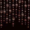 GCQQ 13th Birthday Decorations for Girls - 46FT Rose Gold Number 13 Happy Birthday Star Circle Dot Garlands (14M) 4 Pre-Strung Hanging Streamer for 13 Year Old Teen Girl Birth Day Party Backdrop Decor