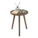 AWASEN Round Side Table, Small End Table for Living Room, Modern Wood Accent Coffee Side Table with Wood Legs for Small Space, Easy Assembly, Rustic Brown (Dark Rustic Brown)