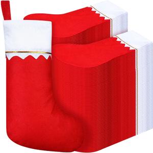 Zubebe 200 Pcs Felt Christmas Stockings 15 Inch Xmas Decoration Party Favors Rustic Santa Stockings for Home(Red and Green)