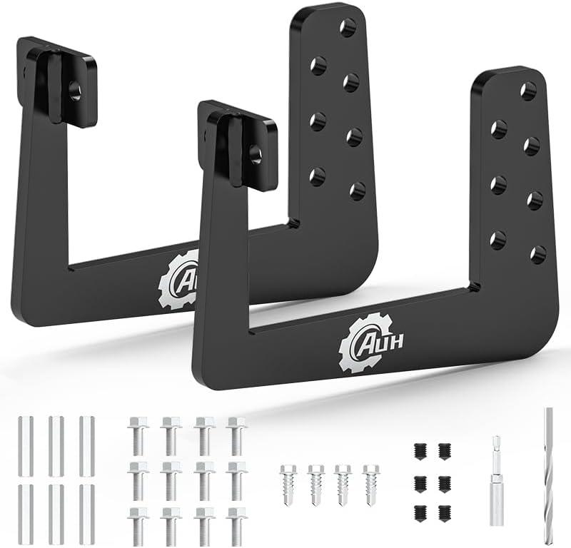 RV Bumper Brackets for Reinforcing RV Bumper Rack, Fits 4-Inch to 4.5-Inch Square Bumpers, 2 PCS Heavy Duty Universal Support Bracket with Drill Bits, Black Powder Coated
