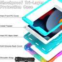 LTROP Case for iPad 9th/ 8th/ 7th Generation (2021/2020/2019), Shockproof 10.2 iPad Cover with Shoulder Strap Pen Holder Swivel Stand, Aqua Teal
