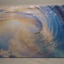 Wall Art Canvas Painting Ocean Sunset Wave Clear Water 1 Piece Huge Waves Picture Poster Print Framed and Stretched Ready to Hang for Living Room Bedroom (58"L x 29"W, Light Blue)