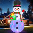 Danxilu 8 FT Christmas Inflatable Snowman Outdoor Decoration, Built-in Colorful LED Lights Xmas Inflatable Snow Man with Gift Box Blow Ups Yard Decoration for Outside Garden Lawn Holiday Party Decor
