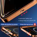 [CD Metal Ring & Automatic Pop-up Lock Magnetic Privacy Case for iPhone 17 Pro Max [Compatible with MagSafe] [Integrated Lens Protection] Full Body Bumper Cover with Built-in 9H Glass-Orange