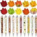 Qeeenar 80 Pcs Fall Leaf Sticky Notes and Pens Set, 20 Thanksgiving Maple Leaf Self Stick Note Pads Autumn Ballpoint Pens for Thanksgiving Harvest Office Classroom Activity Party Supplies