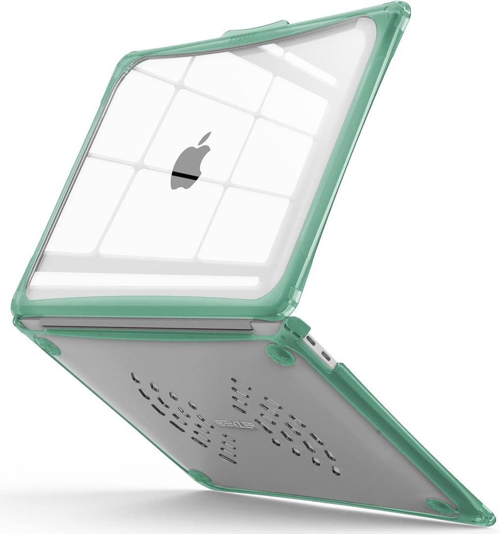 IBENZER Hexpact Compatible with MacBook Air 13 Inch Case 2022 2021 2020 M1 A2337 A2179 A1932, Heavy Duty Protective Case with Screen Lock for Mac Air 13 with Touch ID, Midnight Green, AT13-MTGN