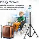TidyFriend Steel Tripod IV Pole, Portable IV Pole Stand, Adjustable 30 72 in Height, Collapsible Stand with 2 Hooks & 3 Legs, Lightweight & Travel Friendly, For Home, Hospitals & Clinics (Black)