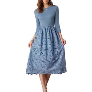 GRACE KARIN Womens Summer 3/4 Sleeve Dress with Pockets A Line Midi Eyelet Dress Empire Waist Casual Fall Flowy Dress, Large GRACE KARIN Womens Summer 3/4 Sleeve Dress with Pockets A Line Midi Eyelet Dress Empire Waist Casual Fall Flowy Dress, Large