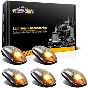 Partsam LED Cab Marker Roof Running Lights 5PCS Clear Lens 9LED Amber Top Lights Compatible with Dodge Ram 1500 2500 3500 4500 5500 2003-2018 SUV Truck Pickup RV