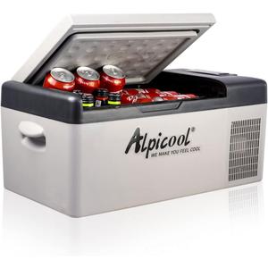 Alpicool C15 Portable Car Freezer,12 Volt Refrigerator, 16 Quart (15 Liter) Fast Cooling 12V Car Fridge -4~68, Car Cooler, 12/24V DC and 100-240V AC for Outdoor, Camping, RV, Truck, Boat