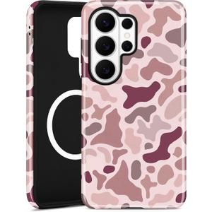 Magnetic Camo Phone Case for Samsung Galaxy S26, Compatible with MagSafe, Cute Cool Pink Camouflage Aesthetic Soft TPU and Hard PC Shockproof Protective Phone Cover for Women Girls
